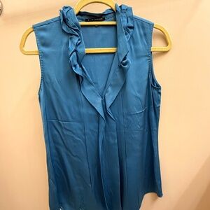 Elie Tahari blue silk blouse XS
